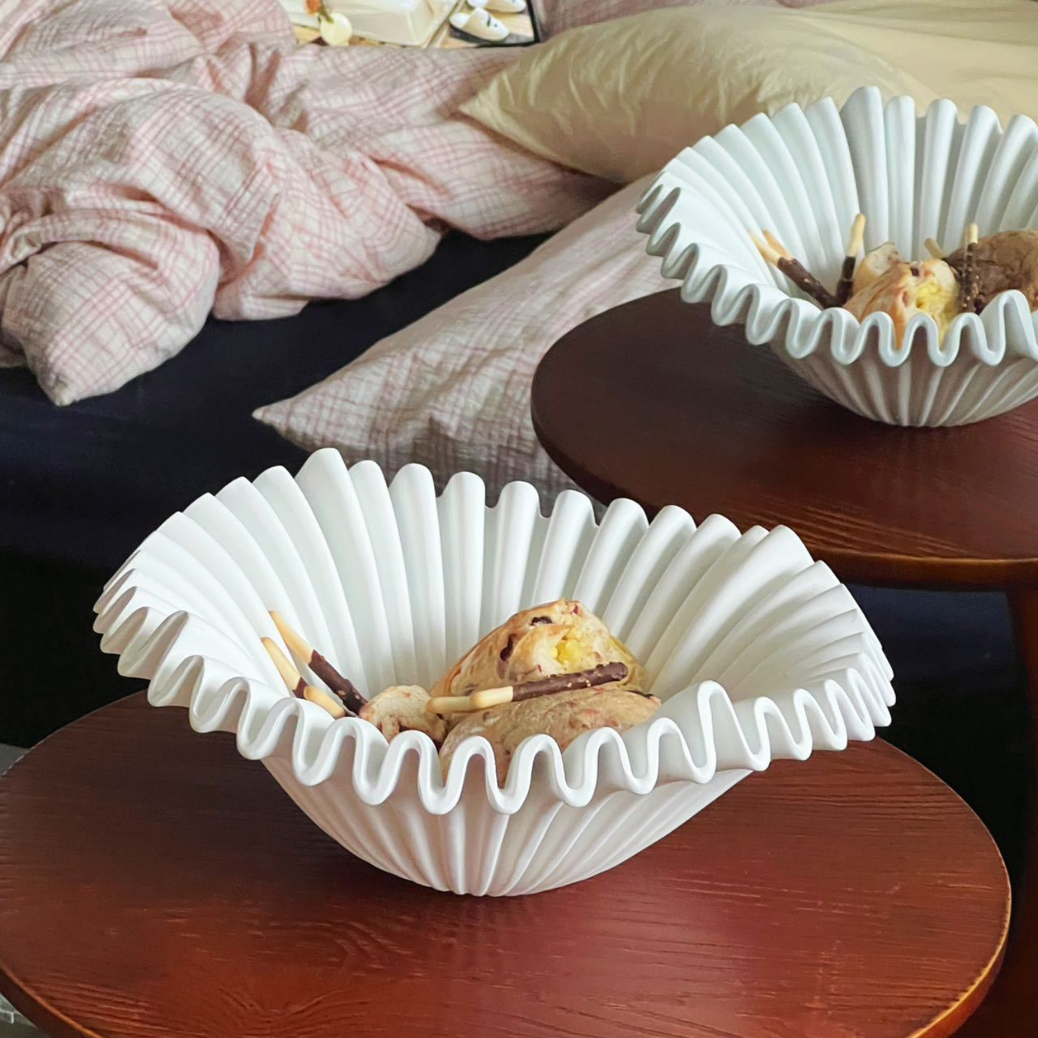 Fuente estilo Frutero Cerámica Shell Blanco