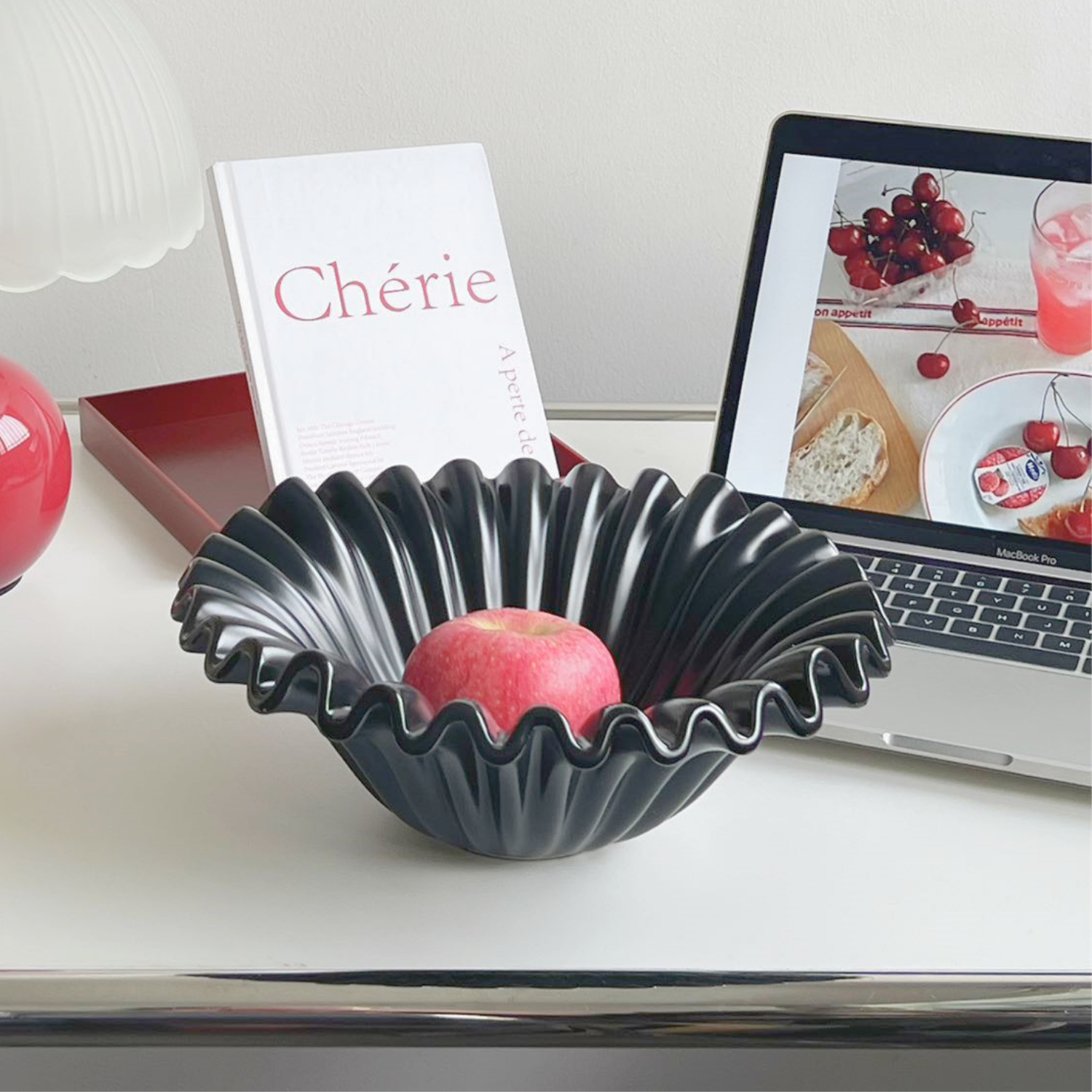 Fuente estilo Frutero Cerámica Shell Negro