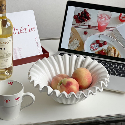 PREVENTA - Fuente estilo Frutero Cerámica Shell Blanco