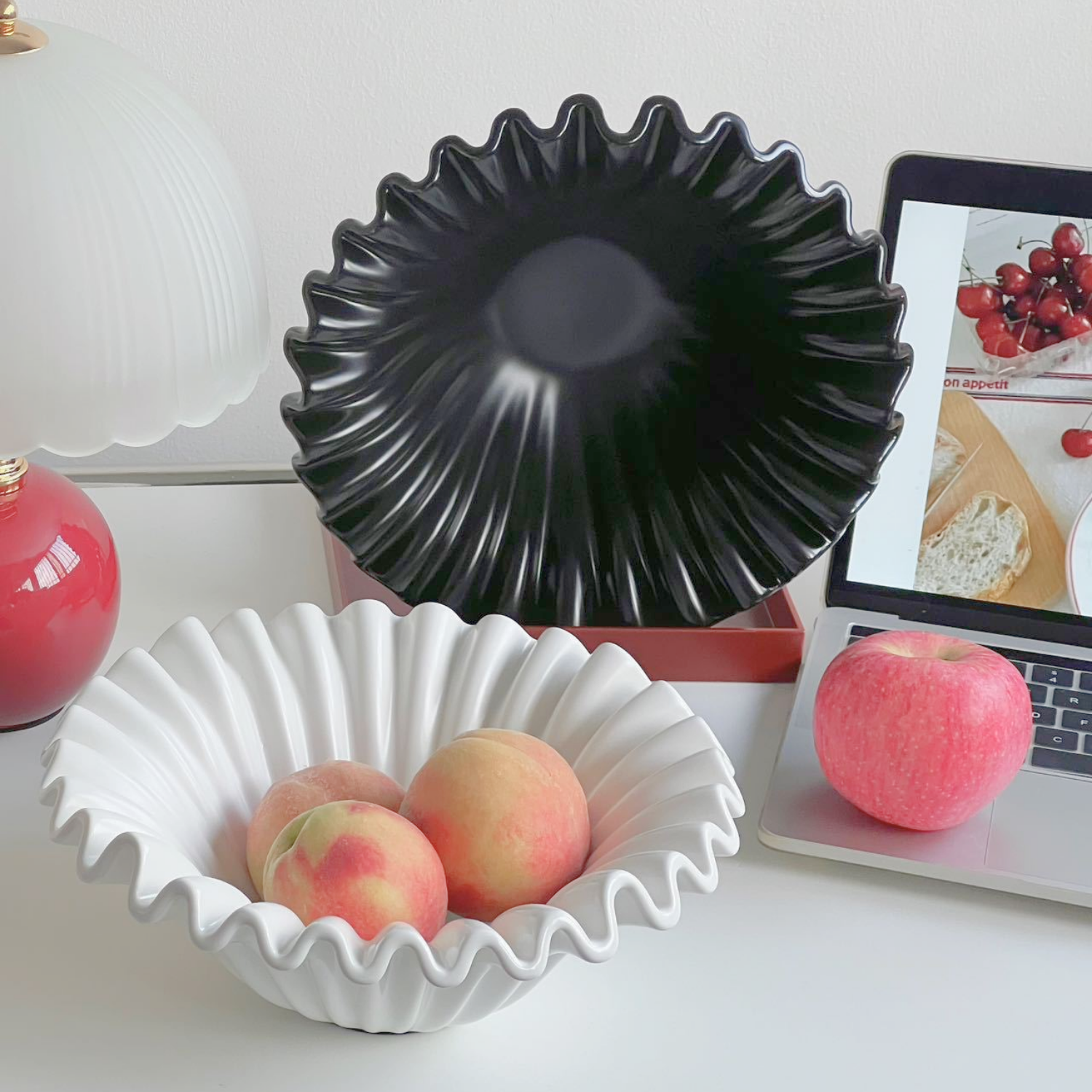 Fuente estilo Frutero Cerámica Shell Negro