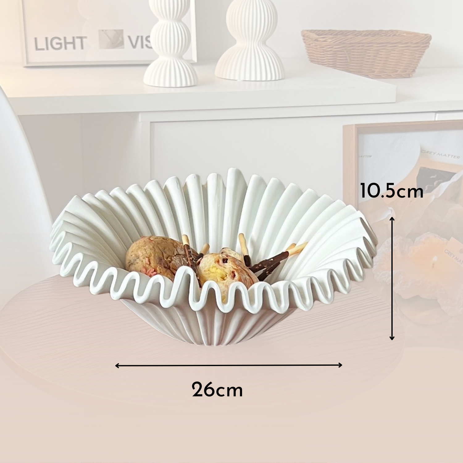 Fuente estilo Frutero Cerámica Shell Blanco