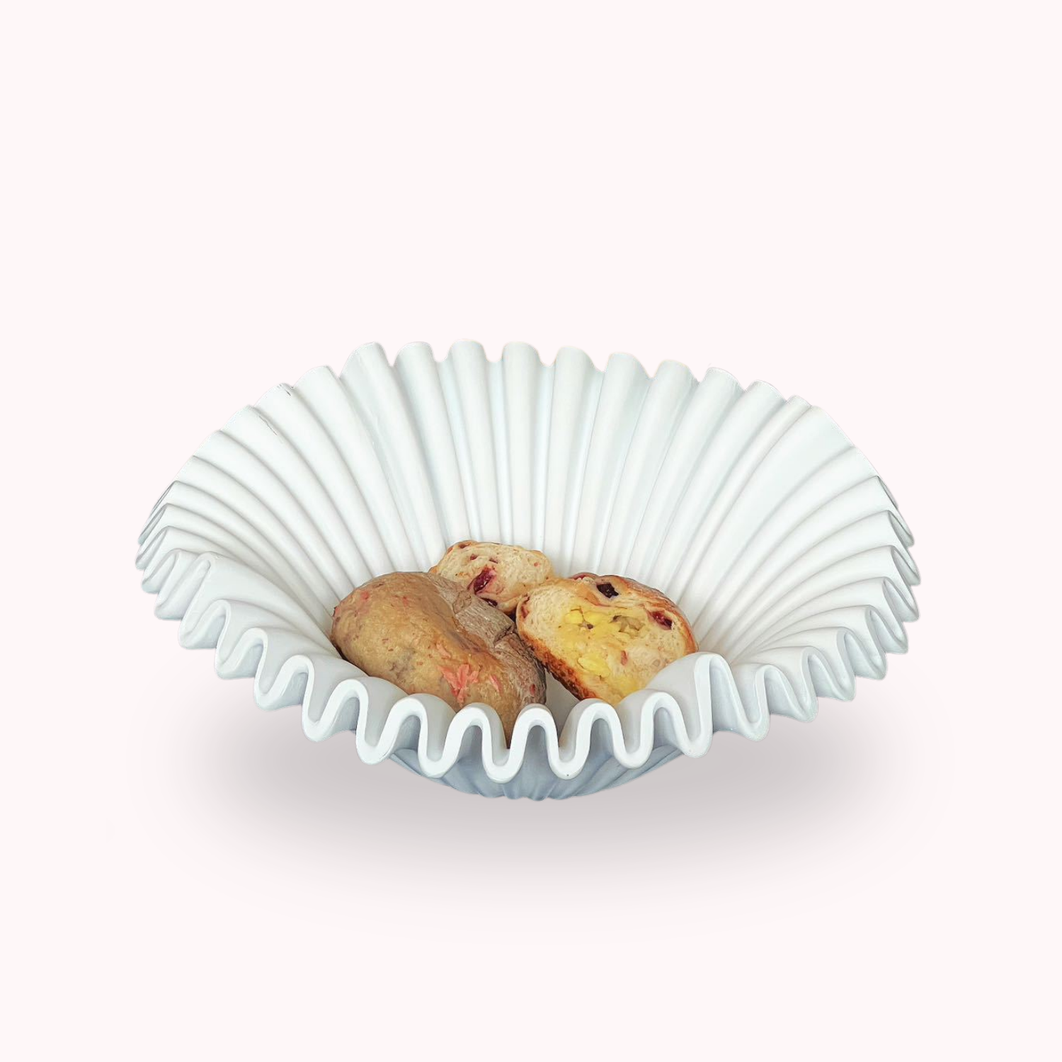 Fuente estilo Frutero Cerámica Shell Blanco