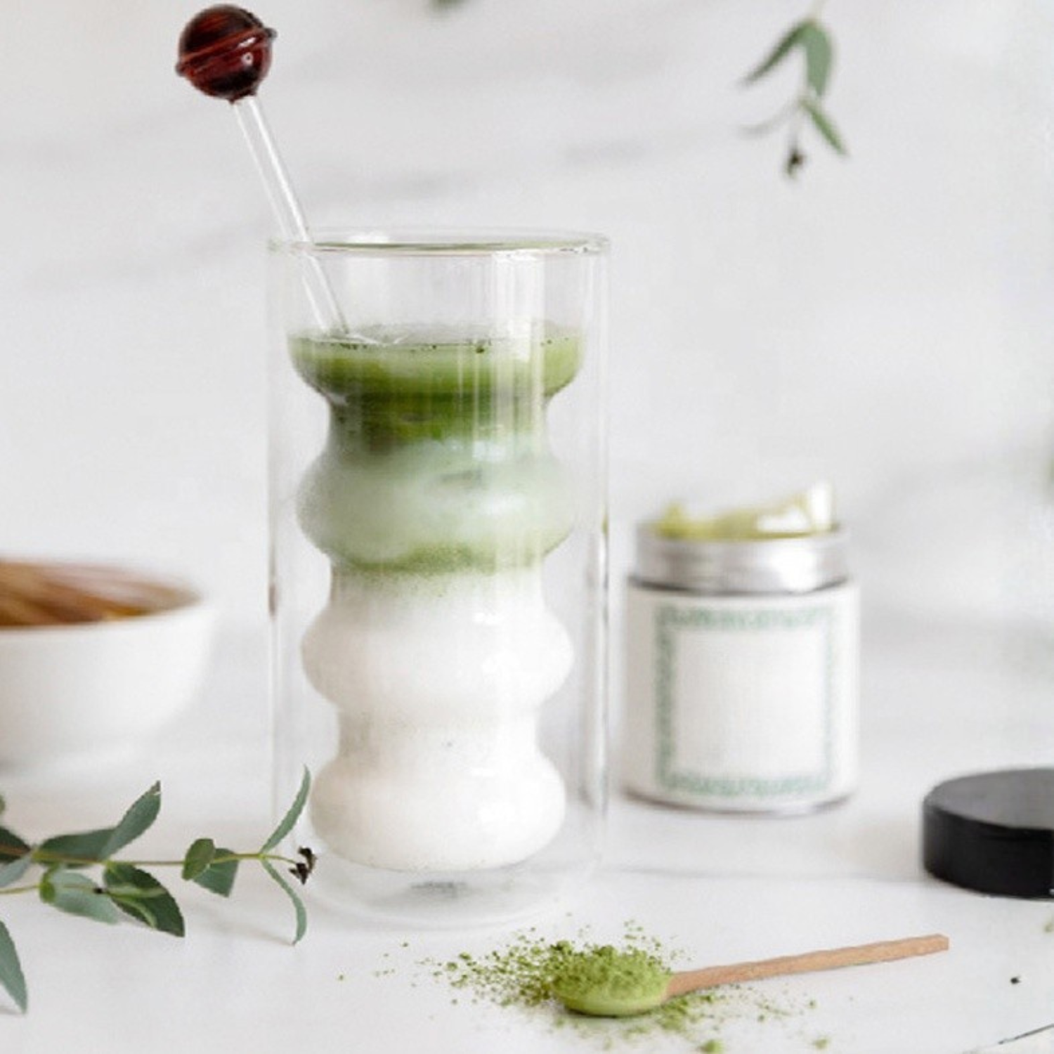 Set 4 Vasos Vidrio Doble Fondo Ondas Alto