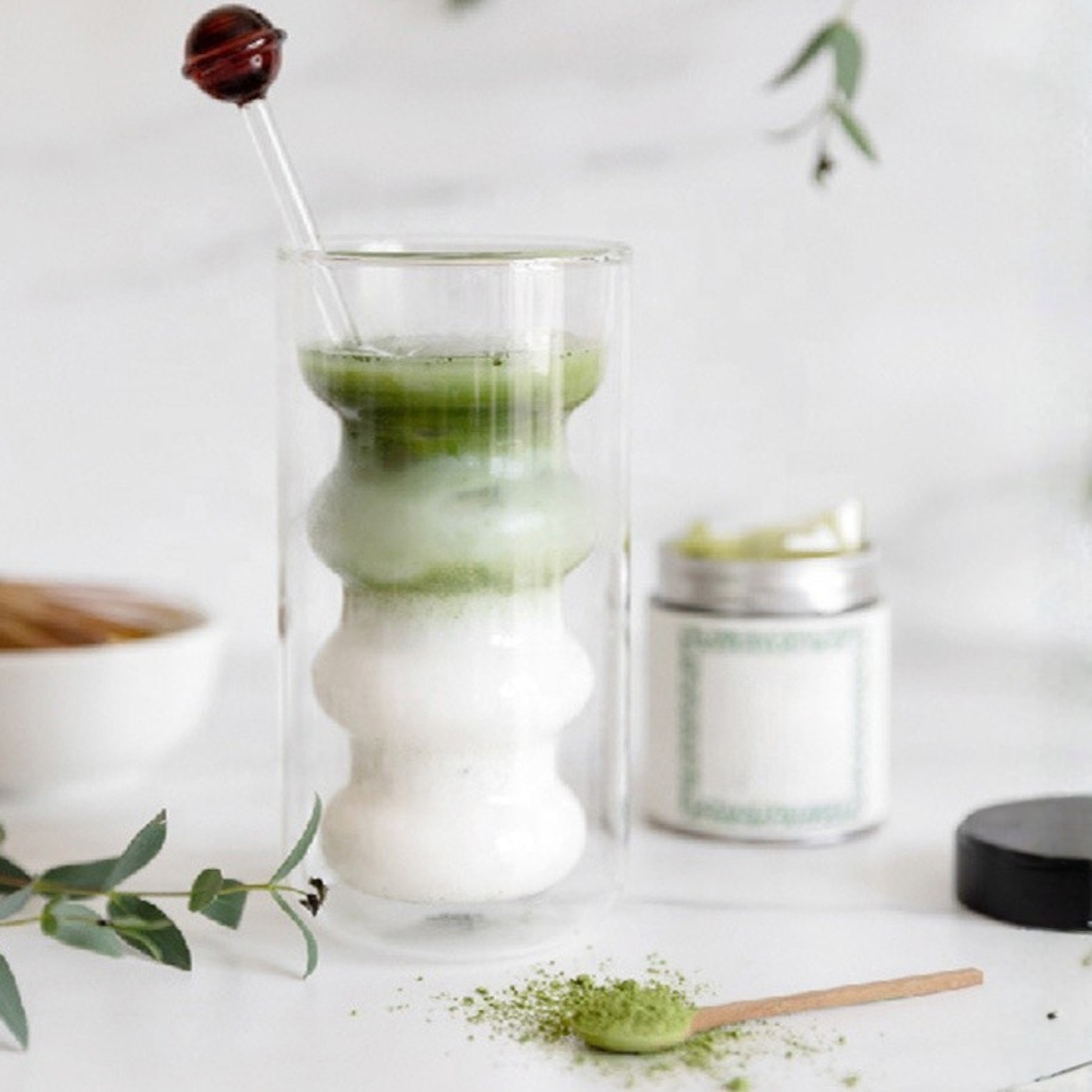 PREVENTA - Set 4 Vasos Vidrio Doble Fondo Ondas Alto