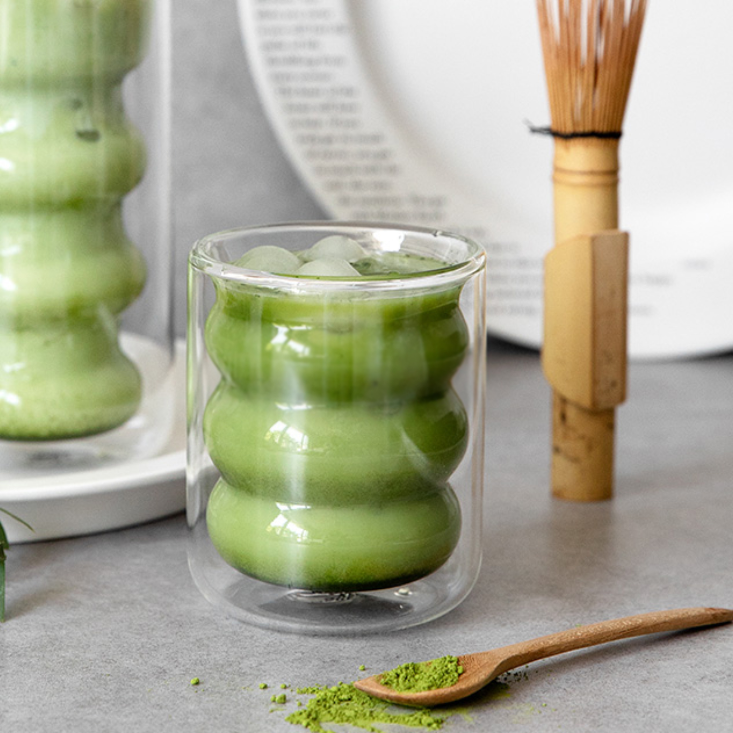 PREVENTA - Set 4 Vasos Vidrio Doble Fondo Ondas Bajo