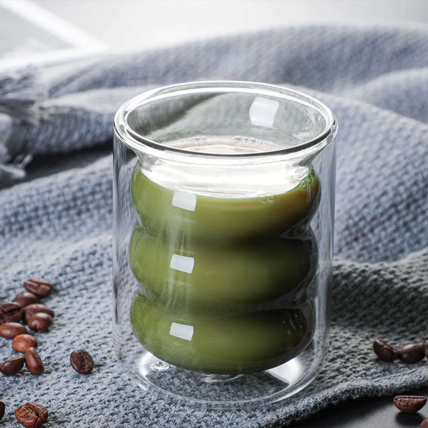 PREVENTA - Set 4 Vasos Vidrio Doble Fondo Ondas Bajo