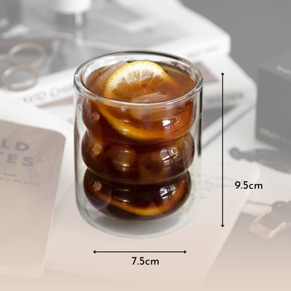 PREVENTA - Set 4 Vasos Vidrio Doble Fondo Ondas Bajo