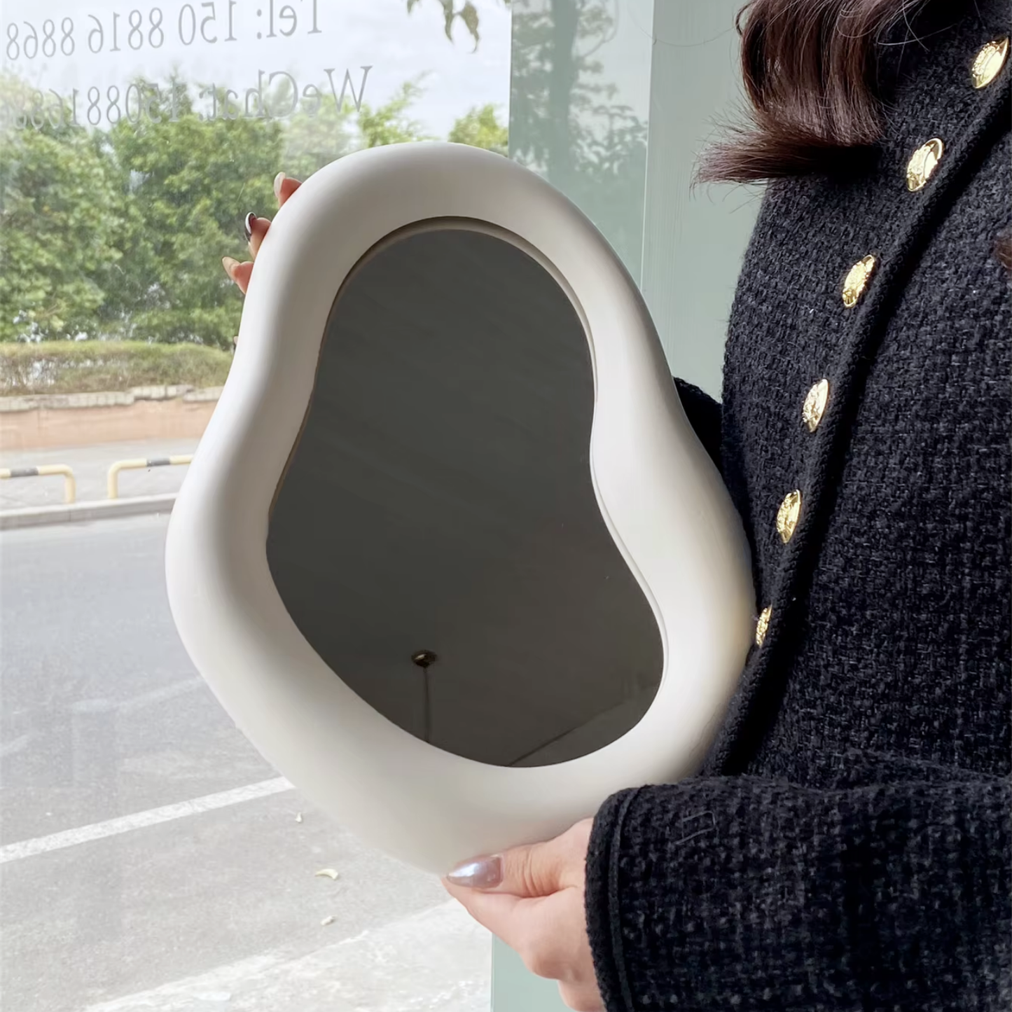 Espejo Irregular Marfil Tocador & Deco