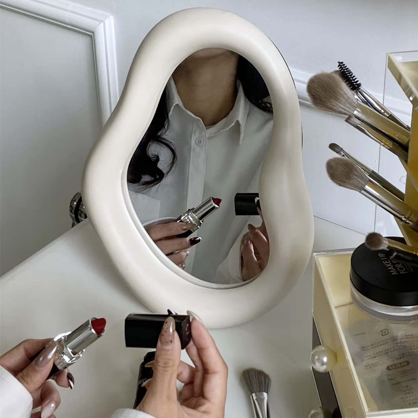 Espejo Irregular Marfil Tocador & Deco