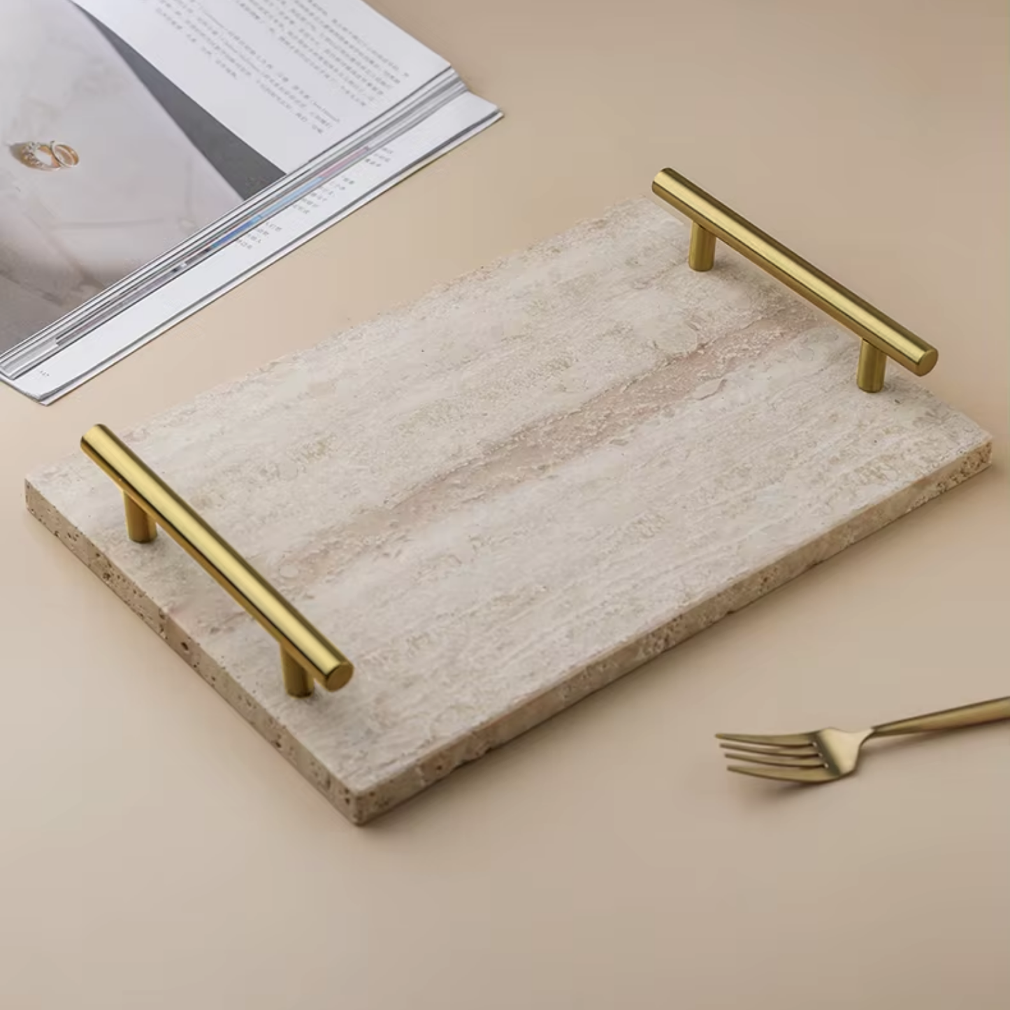 Bandeja Travertino Natural Stones Asa Dorada