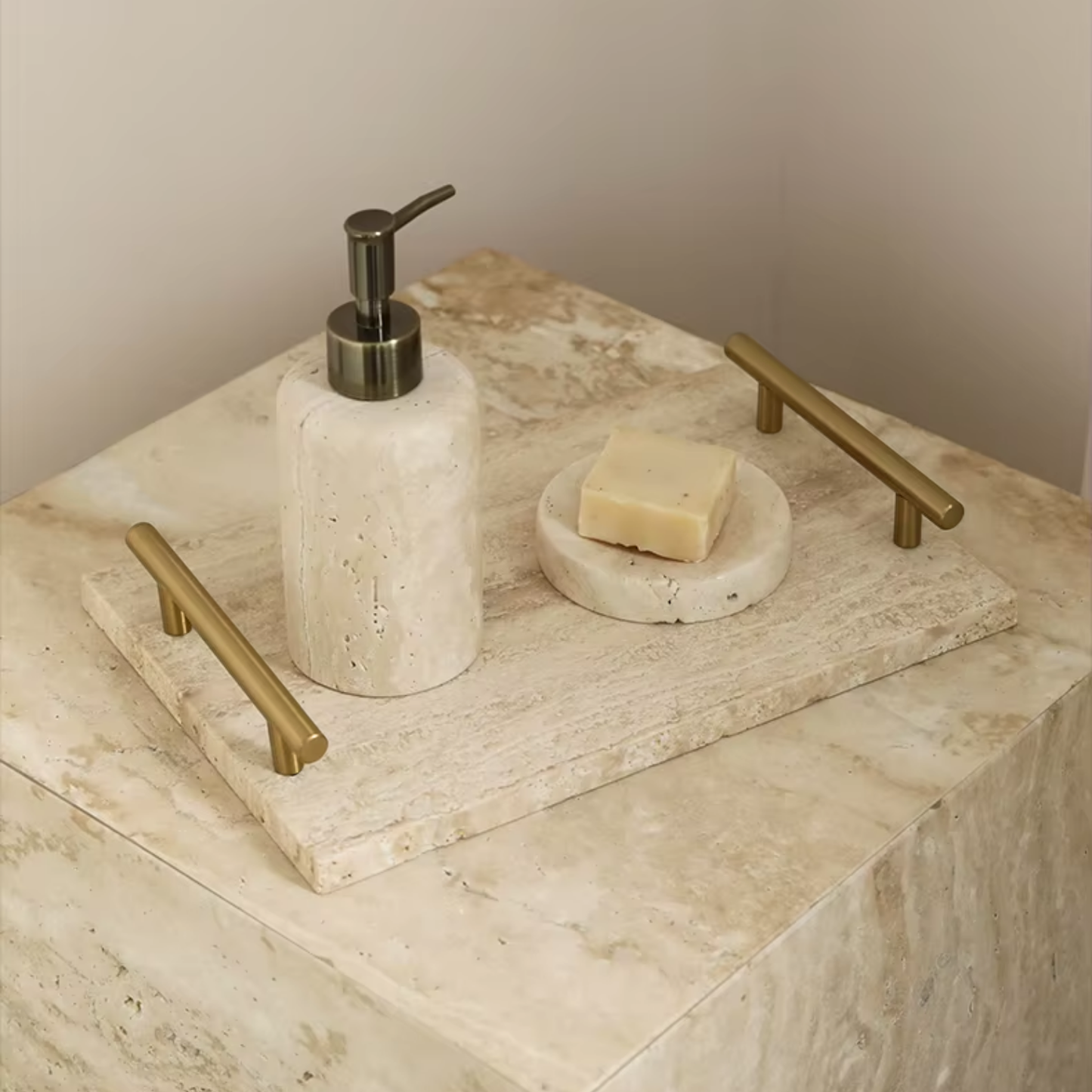 Bandeja Travertino Natural Stones Asa Dorada