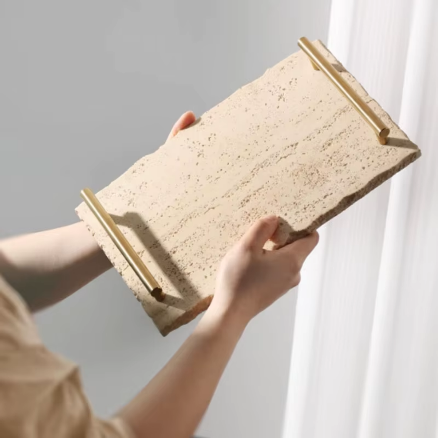 Bandeja Travertino Natural Stones Asa Dorada