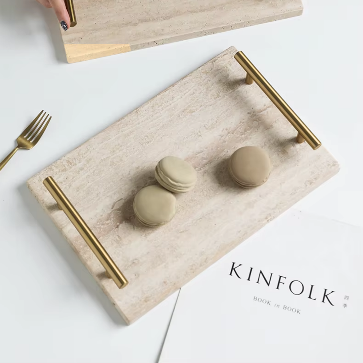 Bandeja Travertino Natural Stones Asa Dorada