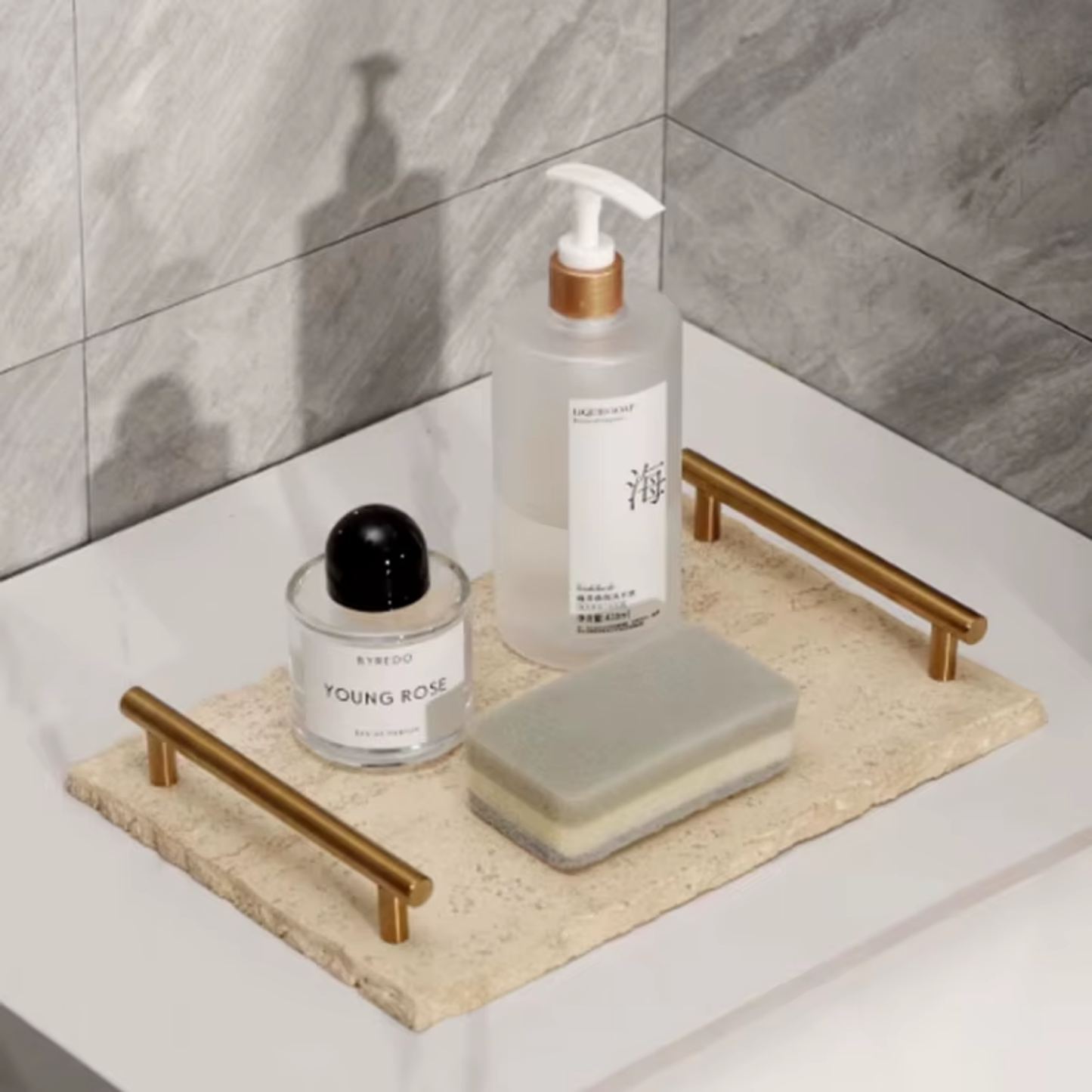 Bandeja Travertino Natural Stones Asa Dorada