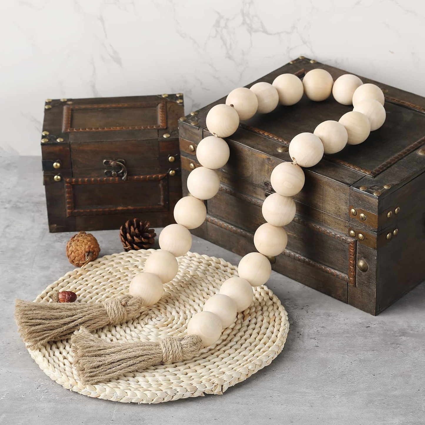 Guirnalda Madera Rosario Deco Natural