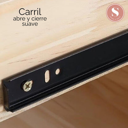 Velador Minimalista Beige Doble Cajon