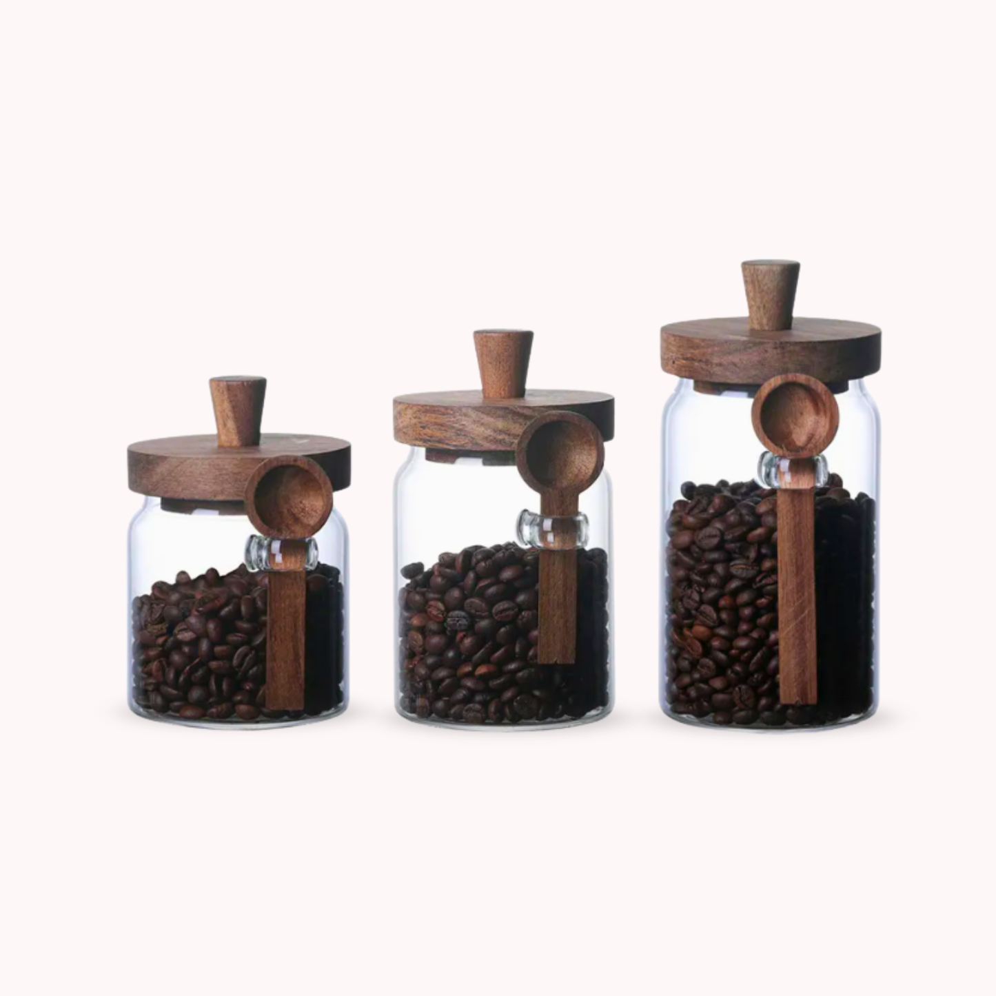 PREVENTA - Contenedores de Vidrio Tapa Madera y Cucharita 3un