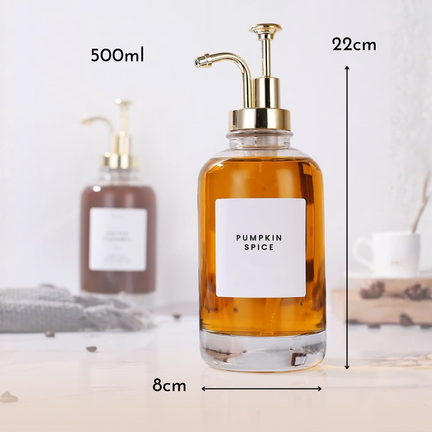 PREVENTA - Dispensadores de Vidrio 500ml Botella Luxe Set 2 Dorado