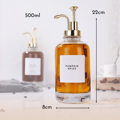 PREVENTA - Dispensadores de Vidrio 500ml Botella Luxe Set 2 Dorado