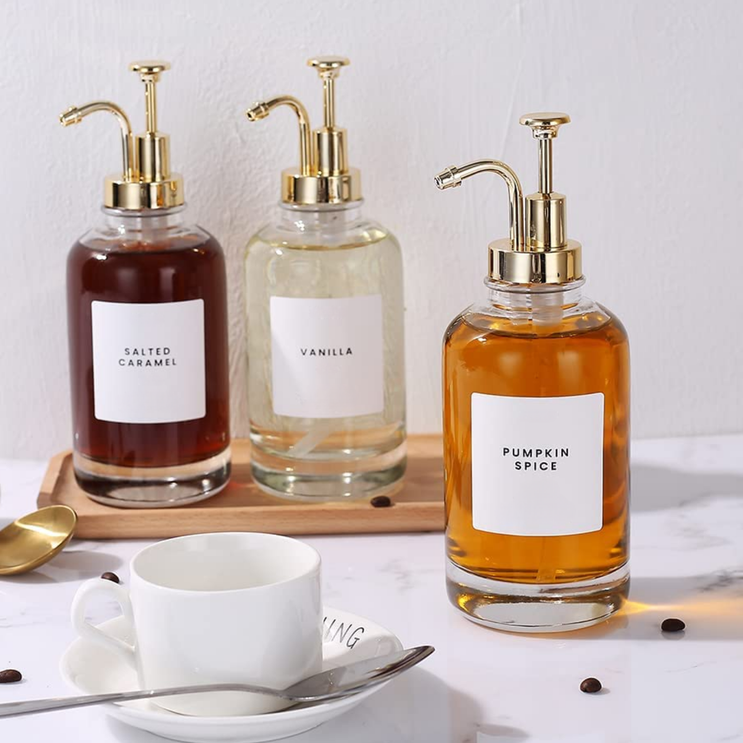 PREVENTA - Dispensadores de Vidrio 500ml Botella Luxe Set 2 Dorado