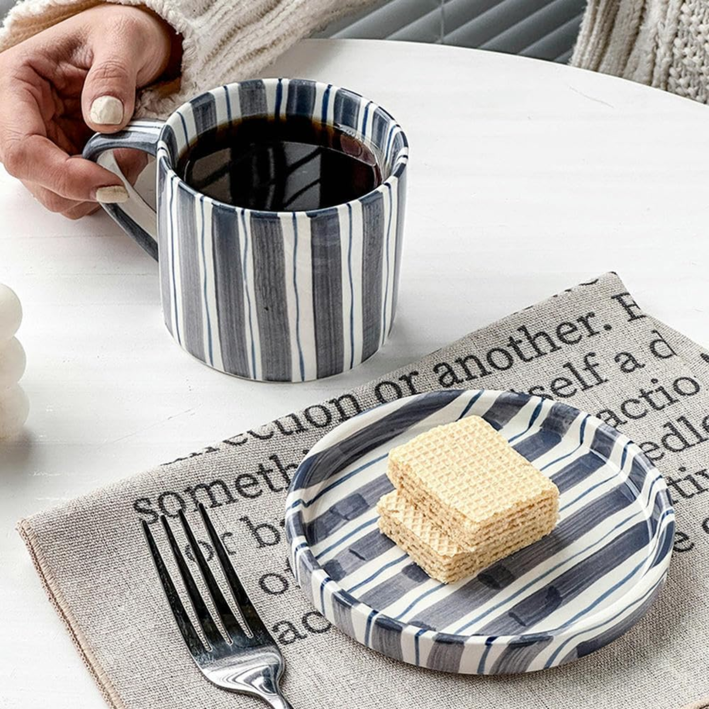 PREVENTA - Set de Platos y Tazas Rayas Vintage Azul 3 un