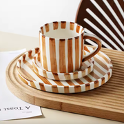 PREVENTA - Set de Platos y Tazas Rayas Vintage Naranjo 3