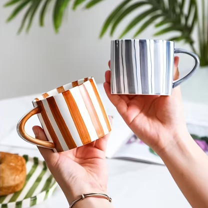 PREVENTA - Set de Platos y Tazas Rayas Vintage Naranjo 3 un