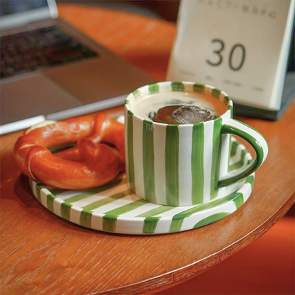 Set de Platos y Tazas Rayas Vintage Verde 3 un