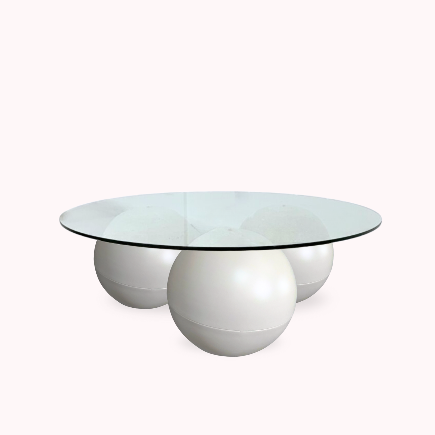 Mesa de Centro Redonda Trio Esferas Vidrio y Metal