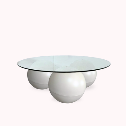 PREVENTA - Mesa de Centro Redonda Trio Esferas Vidrio y Metal