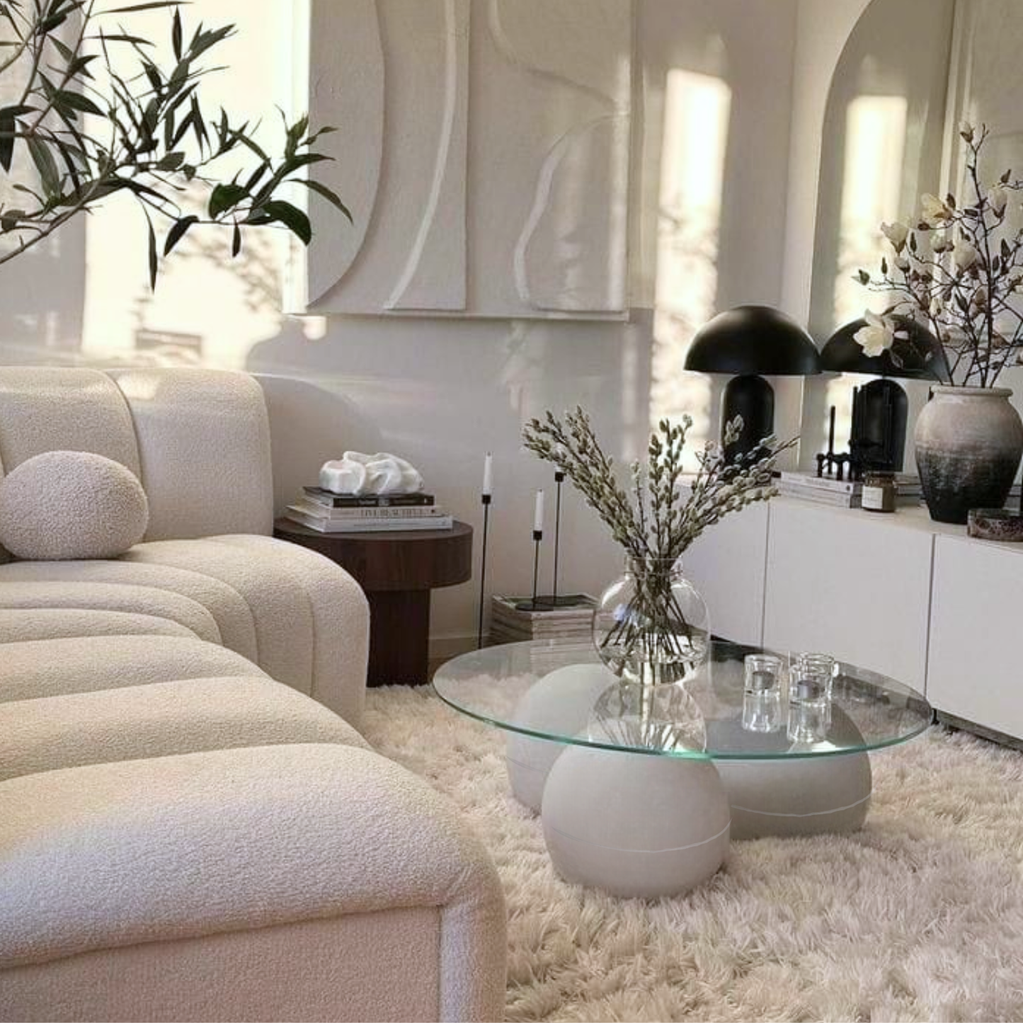 PREVENTA - Mesa de Centro Redonda Trio Esferas Vidrio y Metal