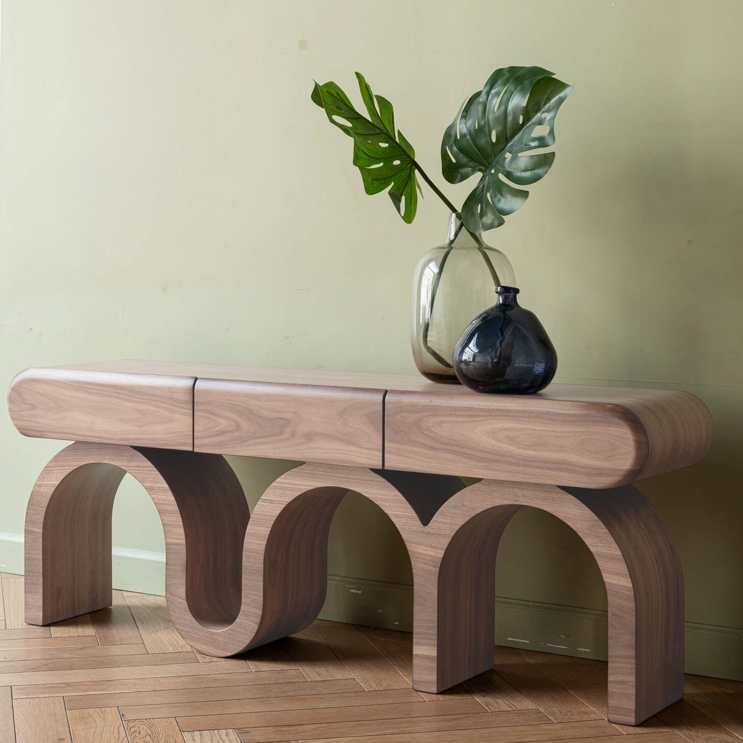 Mesa de Arrimo Triple Curve de Madera