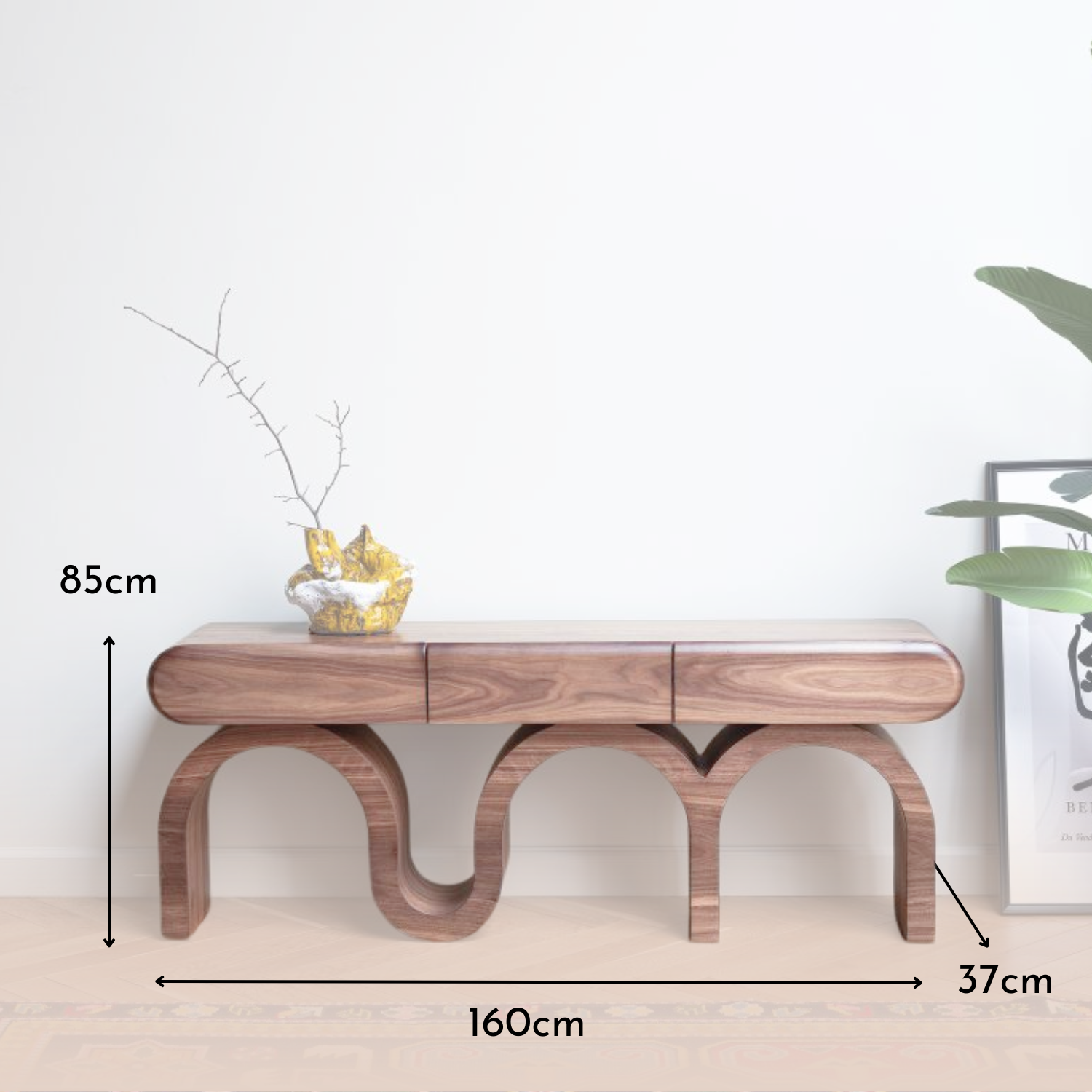Mesa de Arrimo Triple Curve de Madera