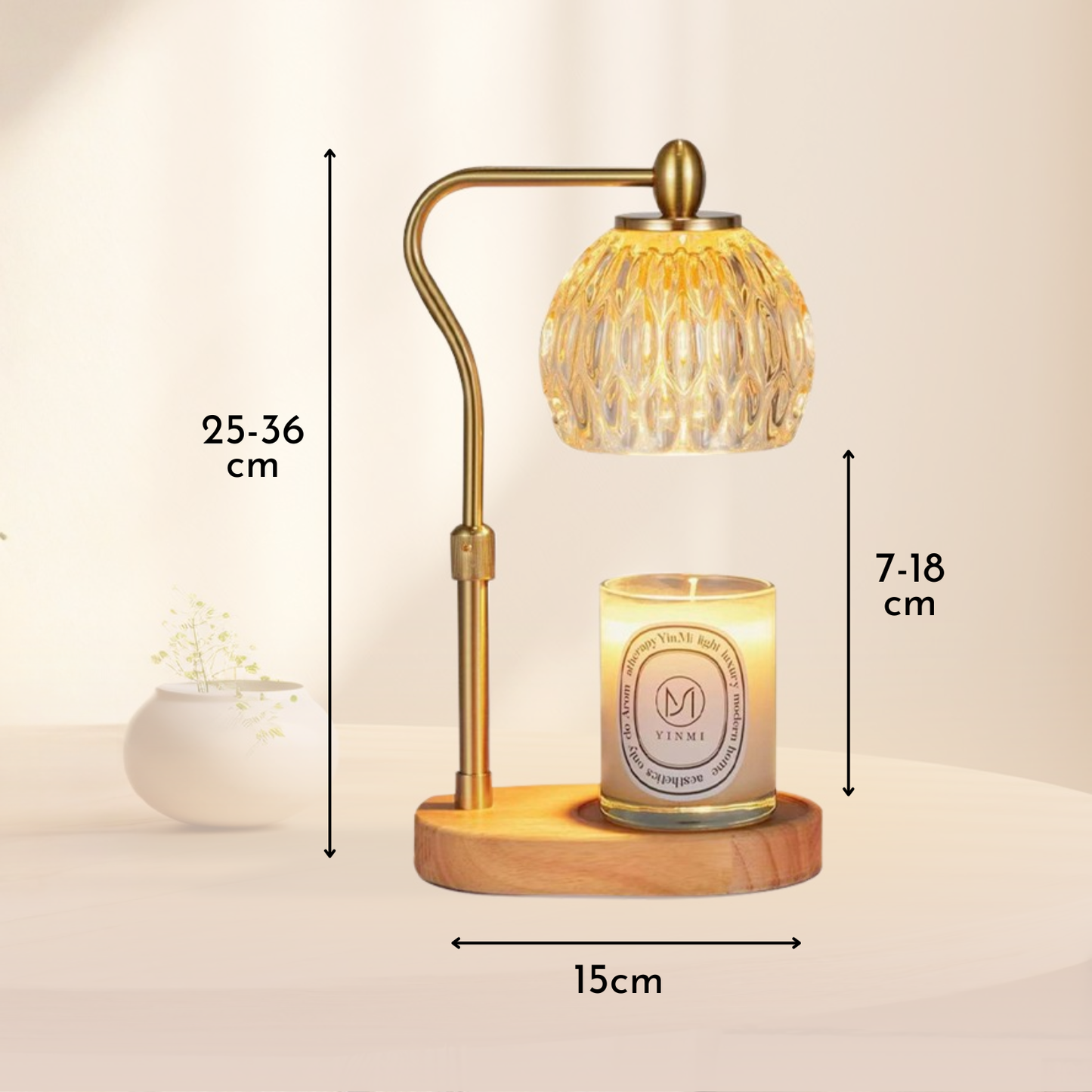 Lampara Calentadora de Velas Aromaticas Farol Dorado