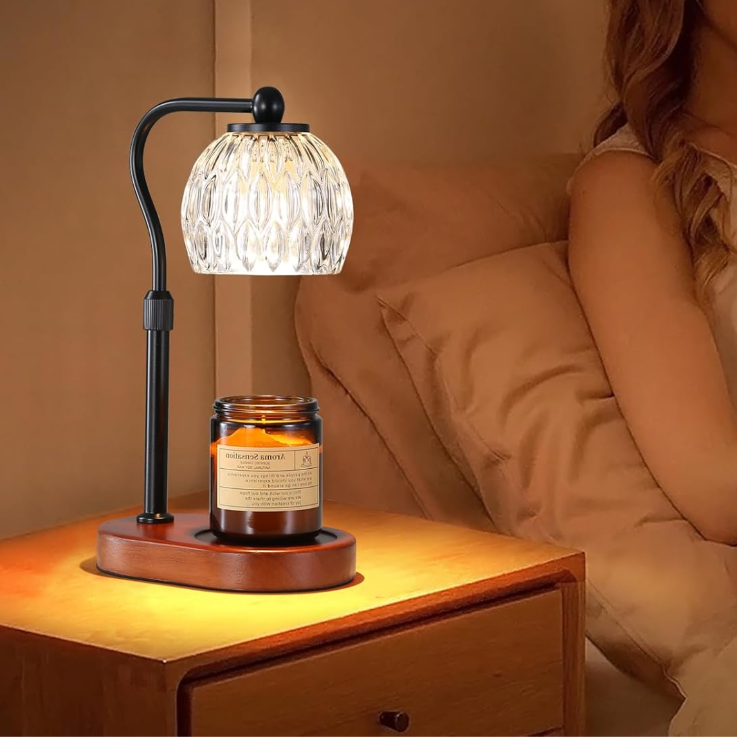 Lámpara Calentadora de Velas Aromáticas Farol Negro