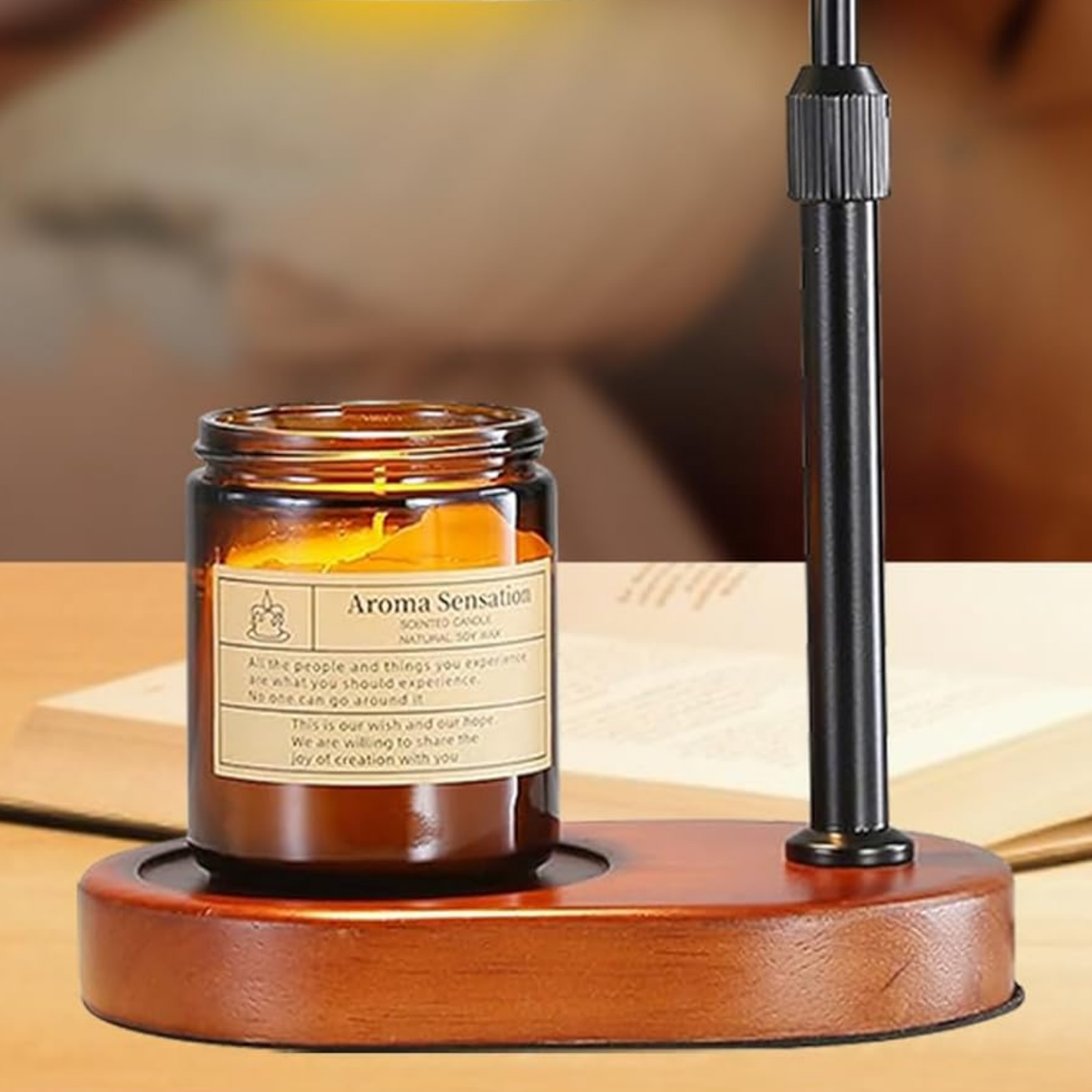 Lampara Calentadora de Velas Aromaticas Farol Negro