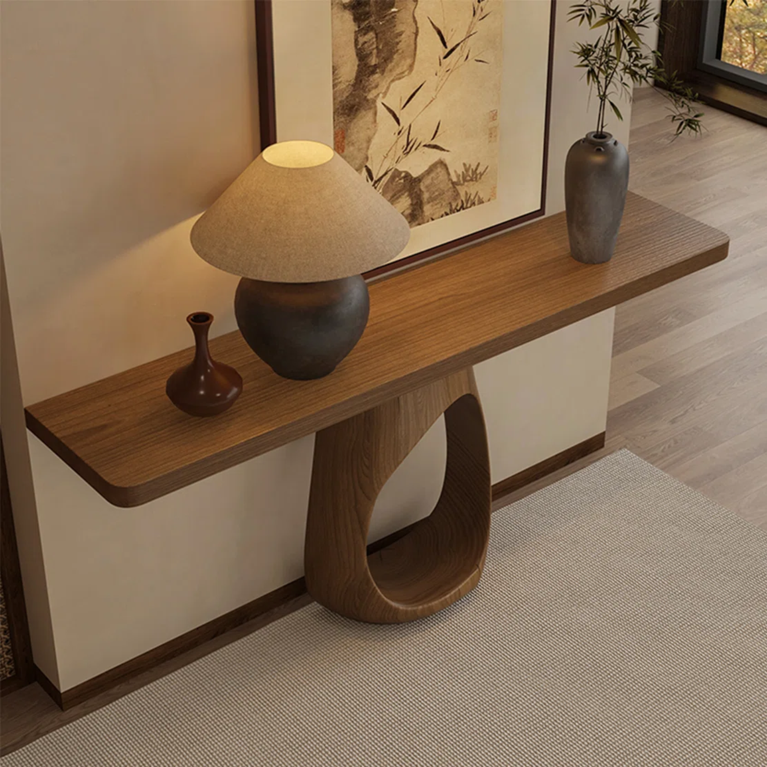 PREVENTA - Mesa Arrimo Nido Madera Maciza Tono Nogal