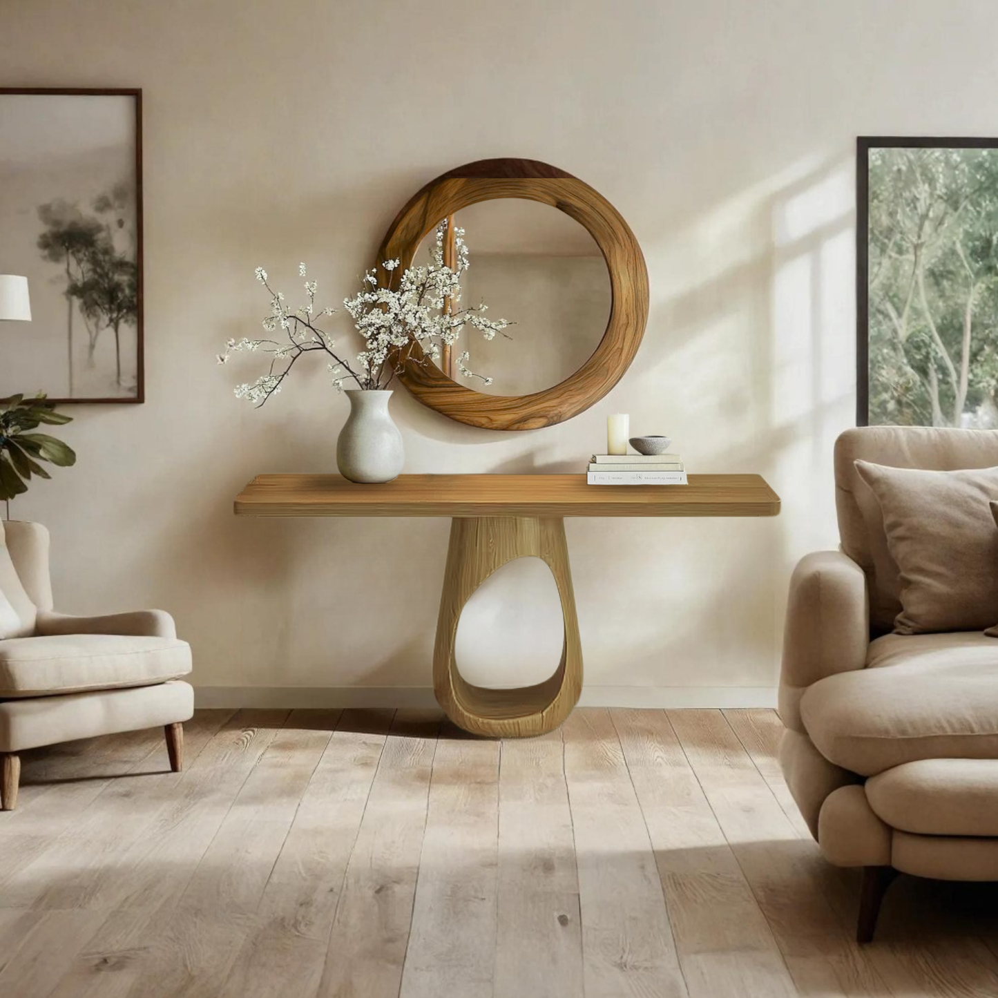 Mesa Arrimo Nido Madera Maciza Roble