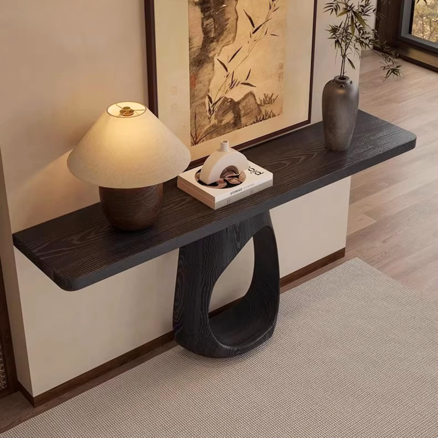 Mesa Arrimo Nido Madera Maciza Tono Ebano