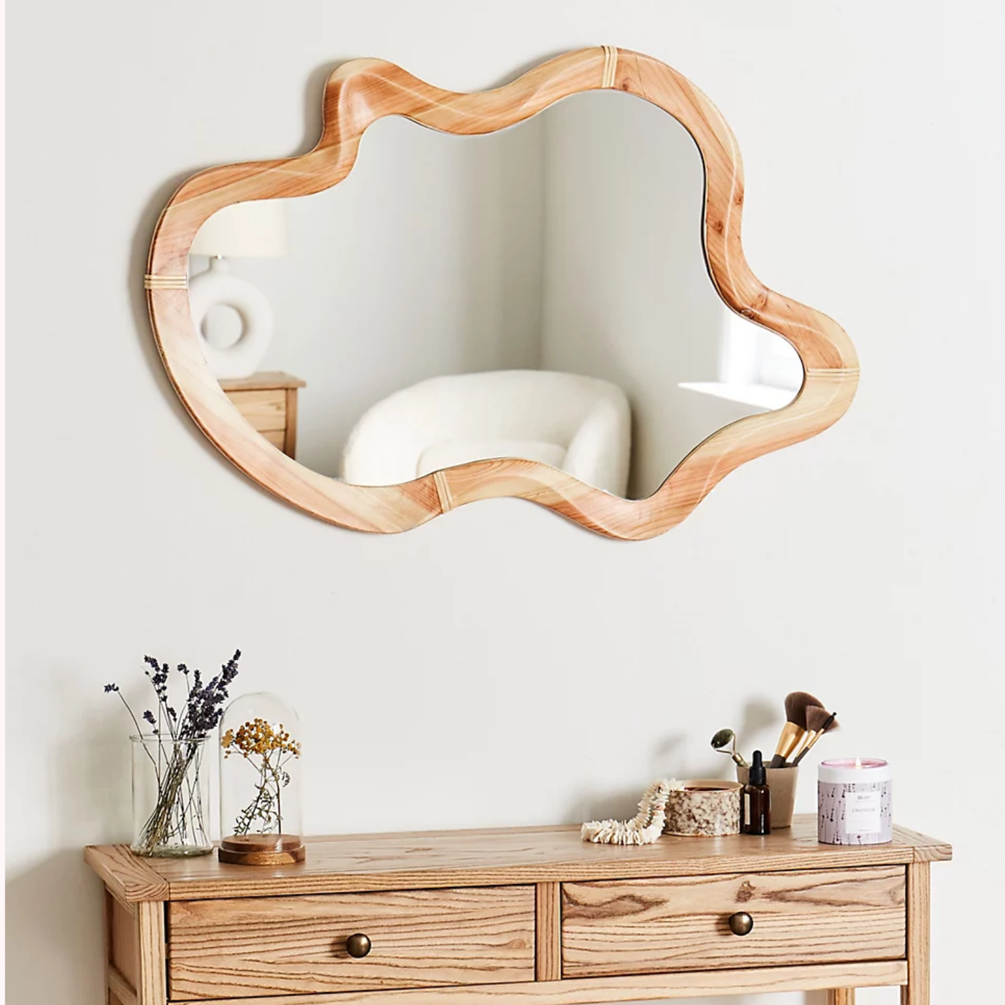 PREVENTA - Espejo Modern Wave Madera Tono Arce 90x60cm