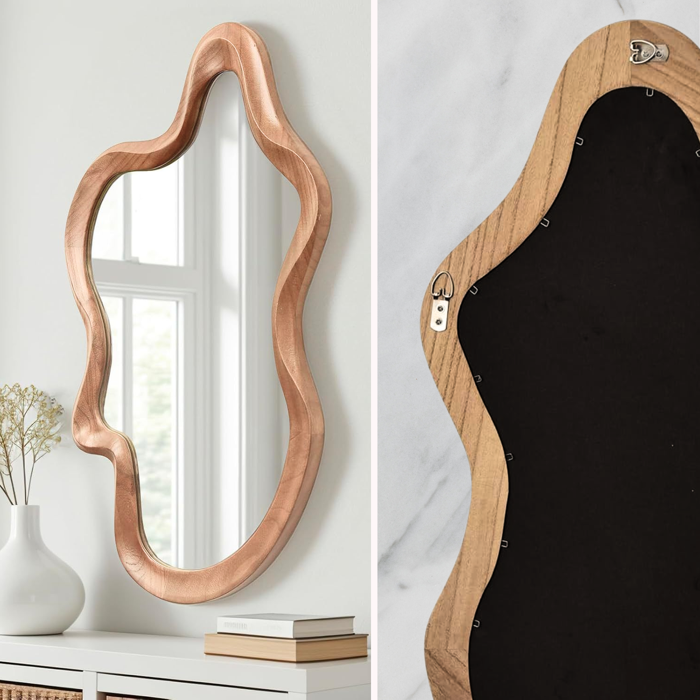 PREVENTA - Espejo Modern Wave Madera Tono Arce 90x60cm