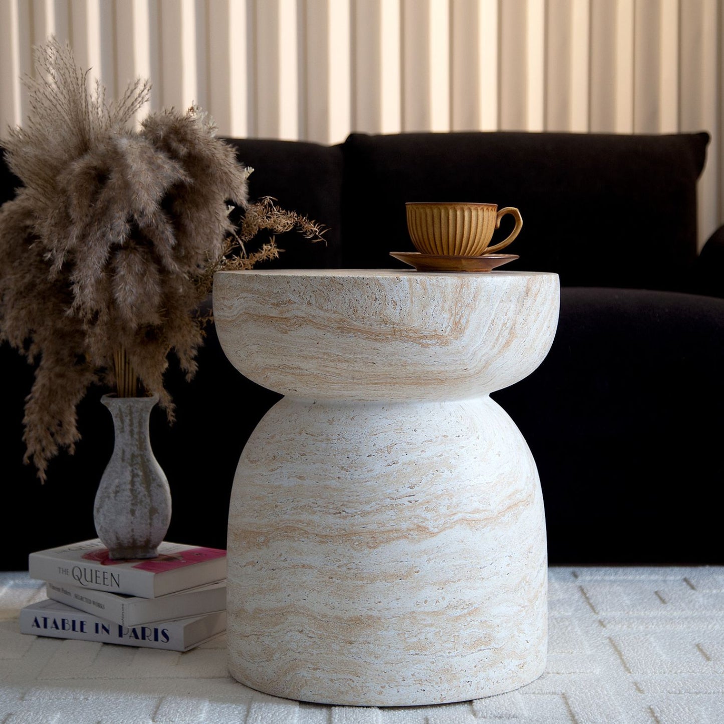 Mesa Lateral Piedra Luna Jupiter Crema