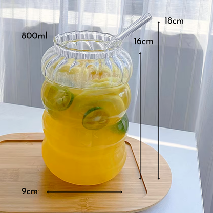 Set 2 Vasos Relieve con Bombilla 800ml