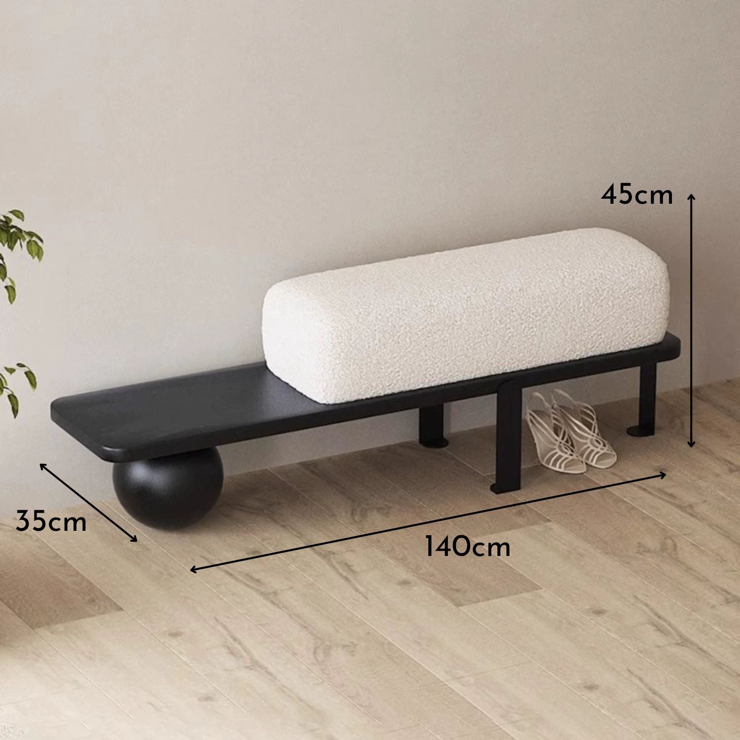 PREVENTA - Taburete Moderno Madera Maciza Negro Ovalado