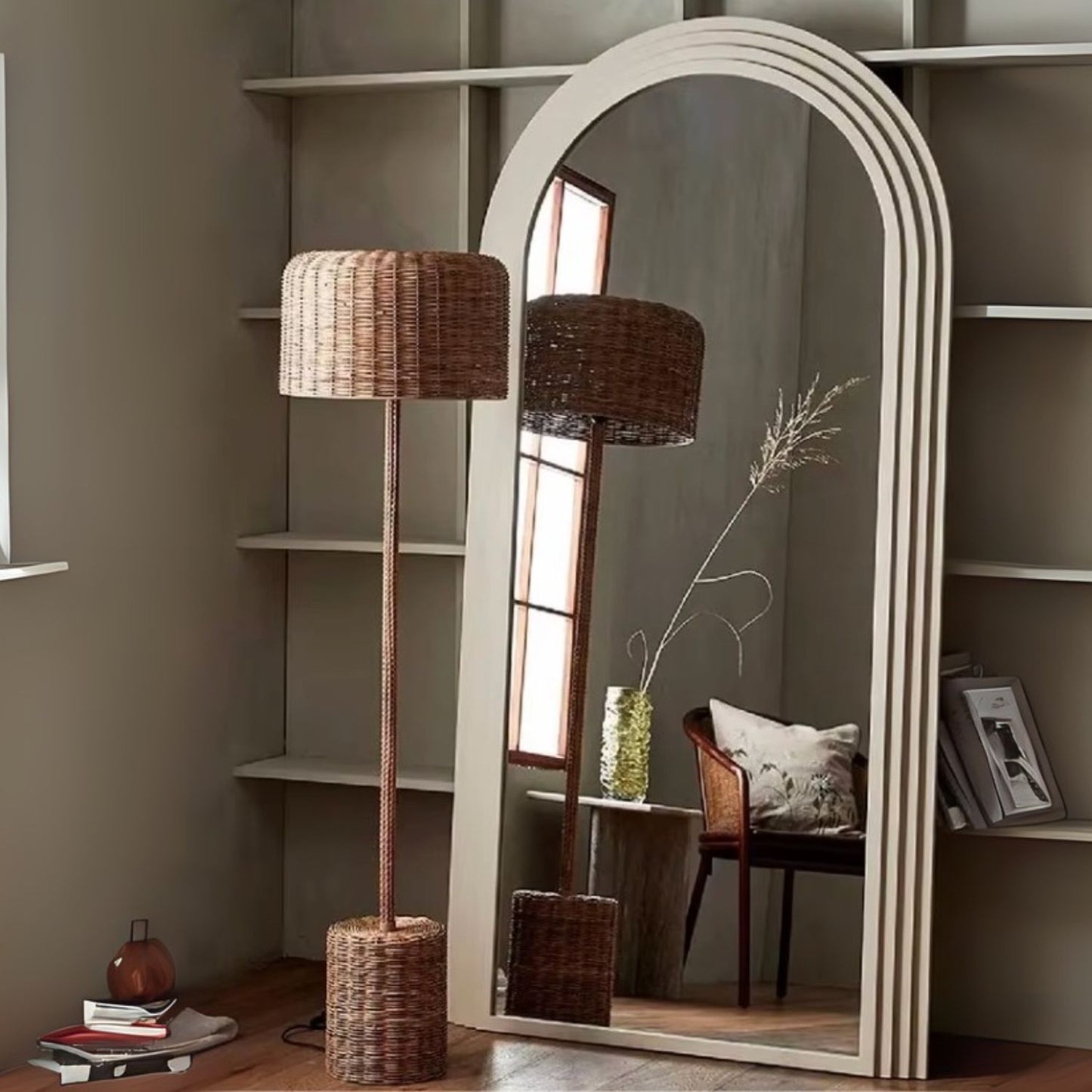 Espejo Arco Escalonado Beige Cuerpo Entero 200x100cm