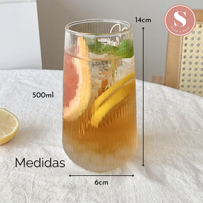 Set 4 Vasos Vidrio Líneas Slim Fresh 500ml