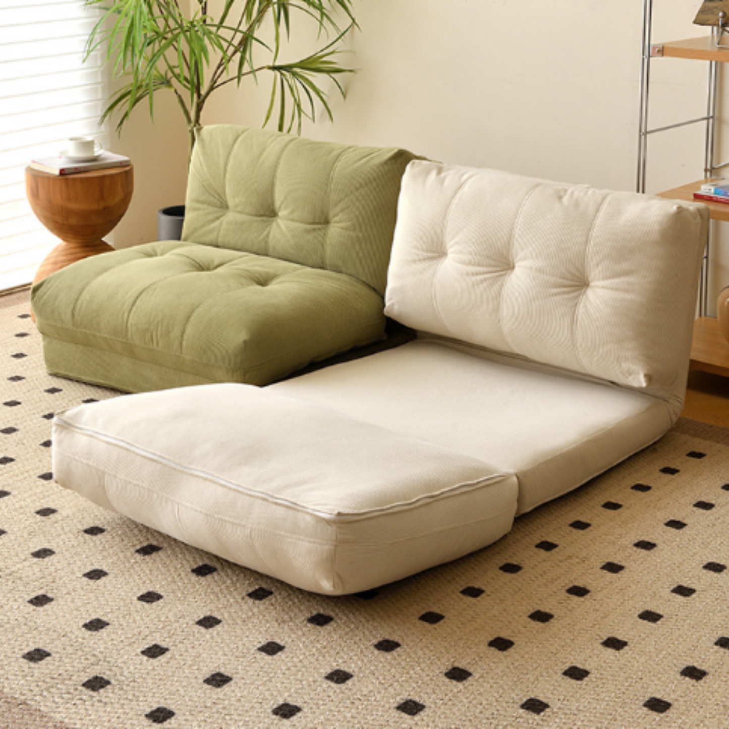 Sofá Cama Plegable Tela Crema