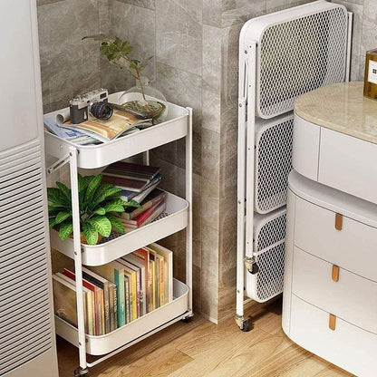 Carrito Organizador Plegable de 3 Niveles Blanco