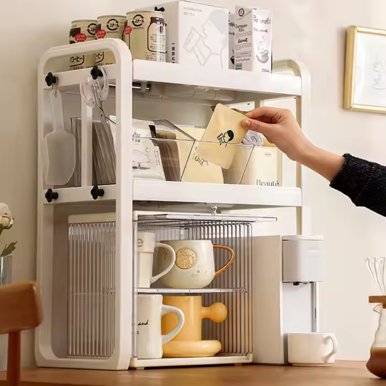 Estante Organizador Extensible Para Cocina 2 Niveles Blanco