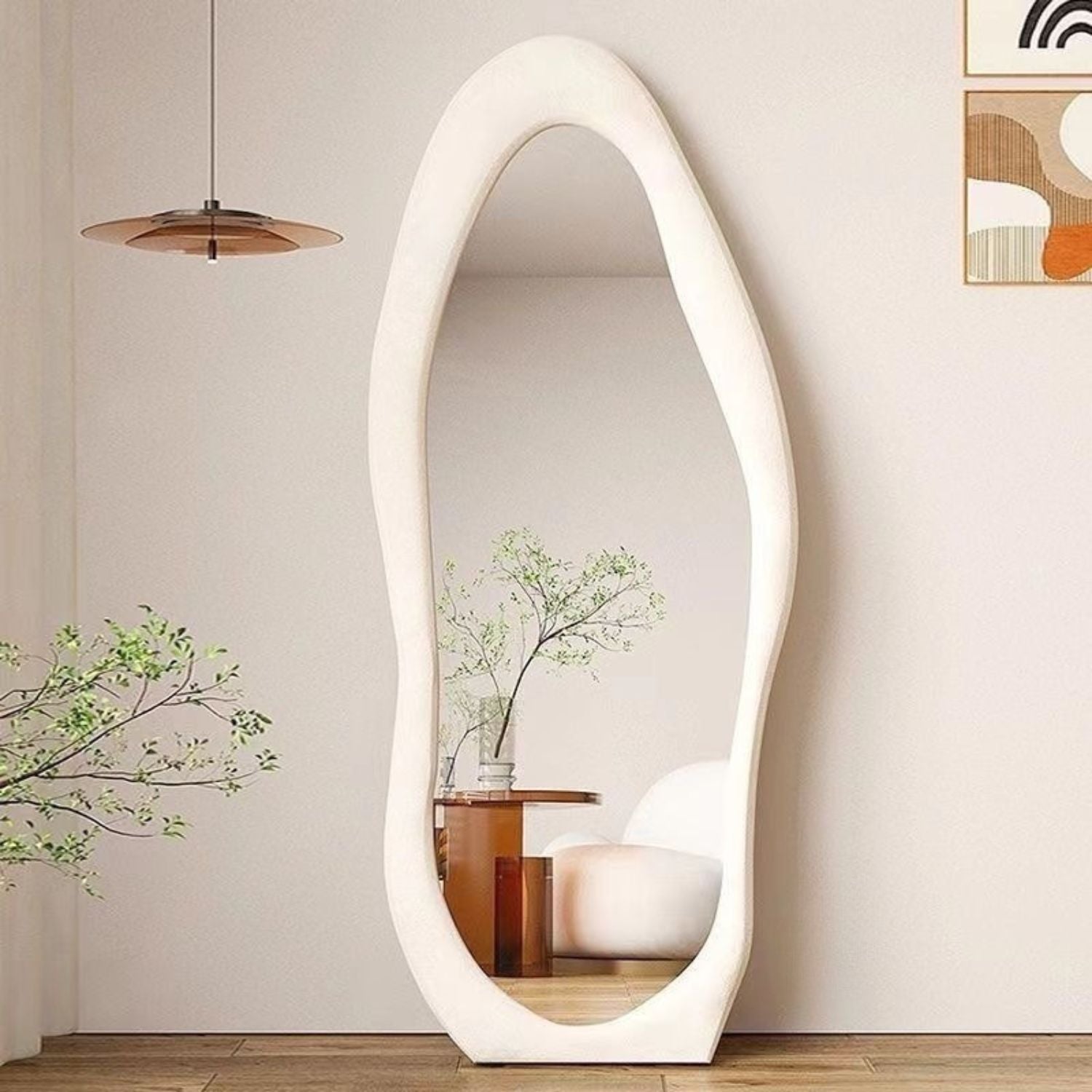 Espejo Decorativo Irregular con Borde Terciopelo